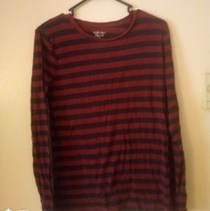 Red and Navy Blue Striped Long Sleeve Size L